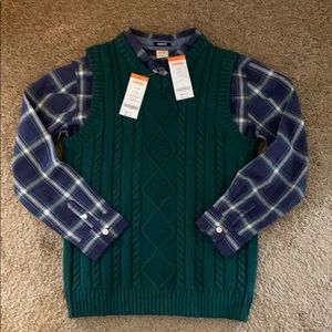 NWT Gymboree Sweater Vest and Shirt Size L 10/12